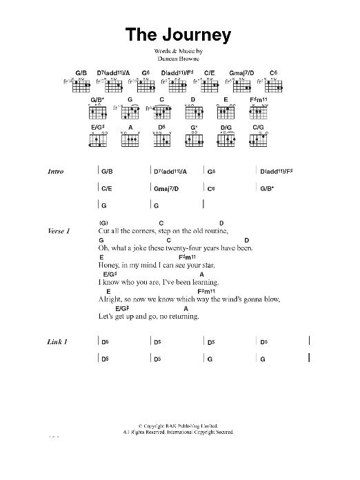 Download Duncan Browne The Journey Sheet Music and learn how to play Lyrics & Chords PDF digital score in minutes