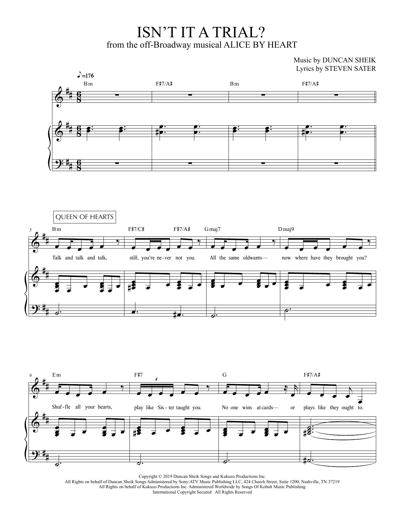 Download Duncan Sheik and Steven Sater Isn't It A Trial? (from Alice By Heart) Sheet Music and learn how to play Piano & Vocal PDF digital score in minutes