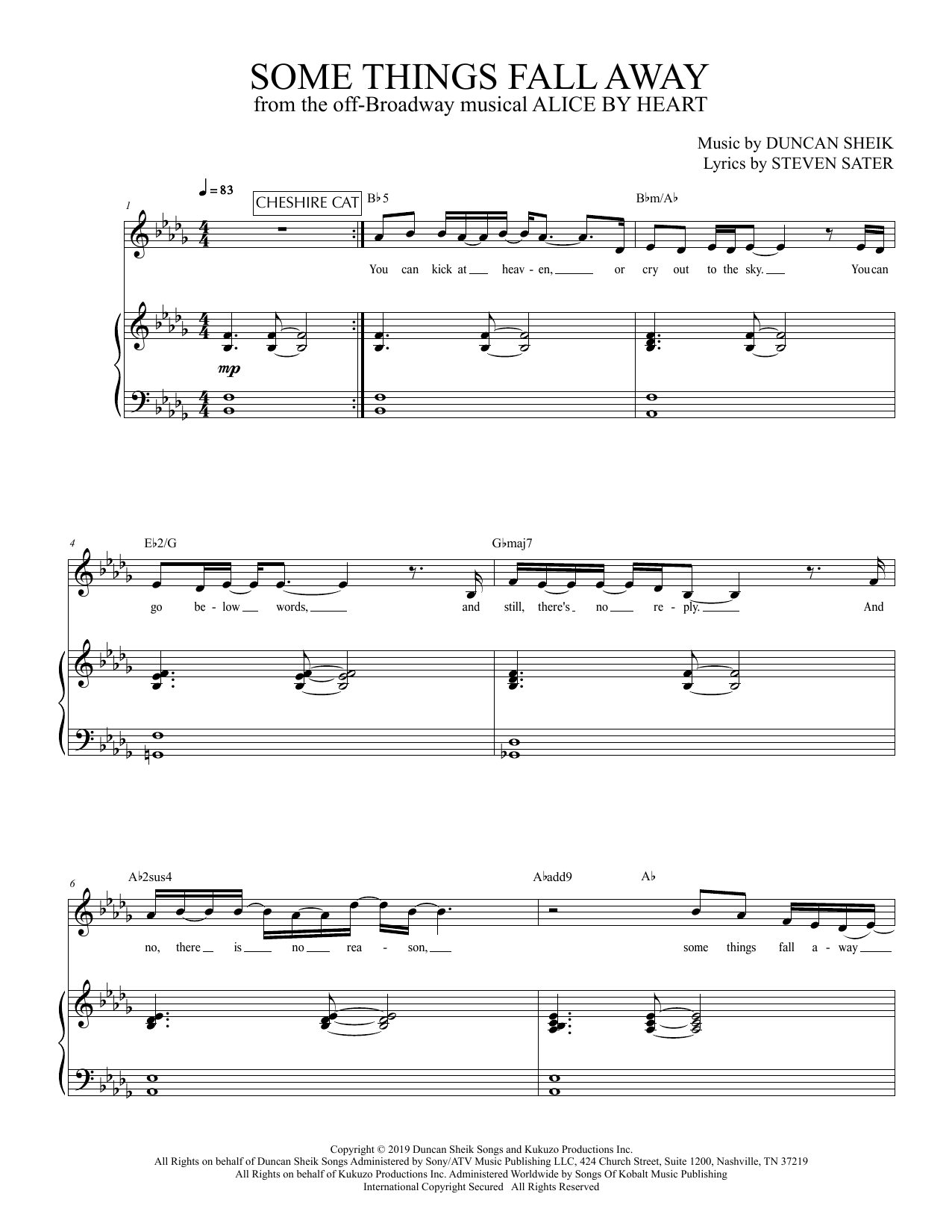 Download Duncan Sheik and Steven Sater Some Things Fall Away (from Alice By Heart) Sheet Music and learn how to play Piano & Vocal PDF digital score in minutes