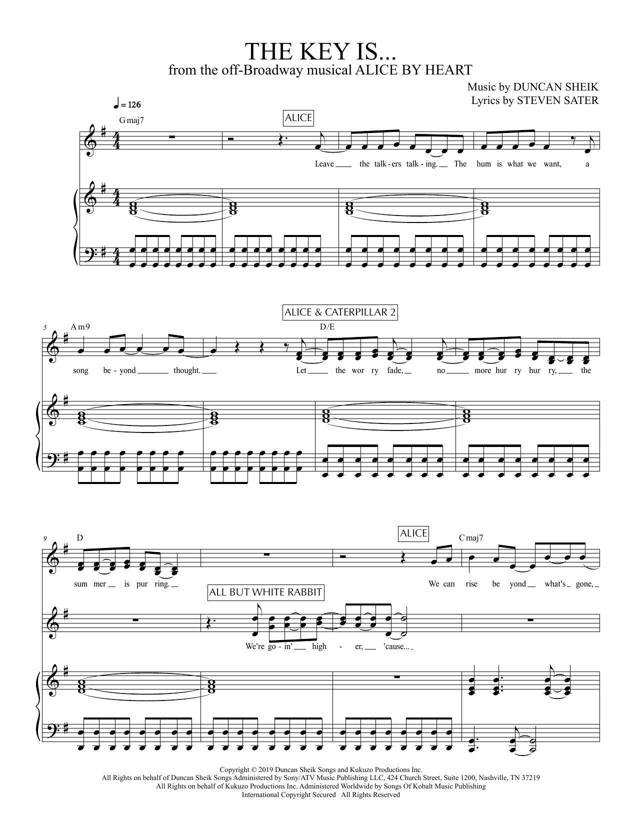 Download Duncan Sheik and Steven Sater The Key Is (from Alice By Heart) Sheet Music and learn how to play Piano & Vocal PDF digital score in minutes