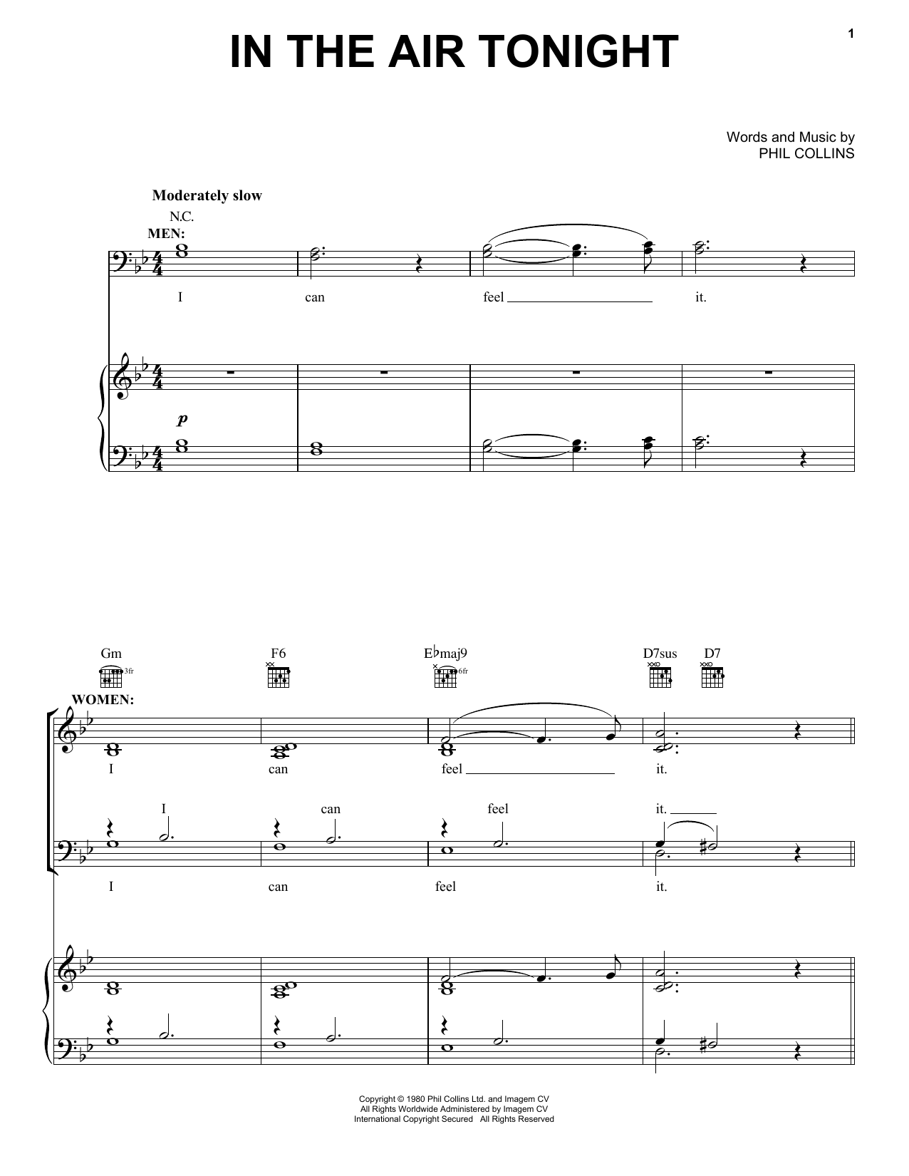 Download Duncan Sheik In The Air Tonight Sheet Music and learn how to play Piano, Vocal & Guitar (Right-Hand Melody) PDF digital score in minutes