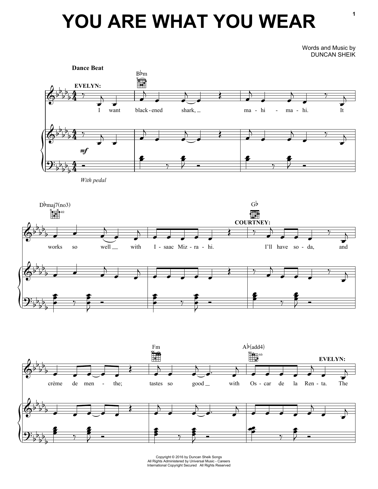 Download Duncan Sheik You Are What You Wear Sheet Music and learn how to play Piano, Vocal & Guitar (Right-Hand Melody) PDF digital score in minutes