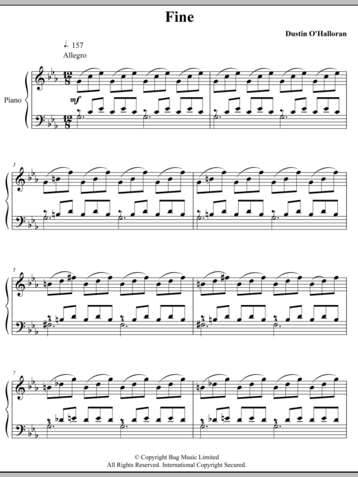 Download Dustin O'Halloran Fine Sheet Music and learn how to play Piano PDF digital score in minutes