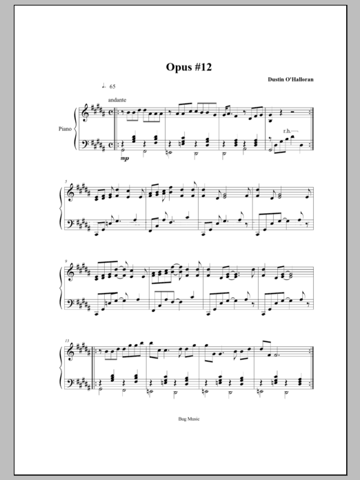 Download Dustin O'Halloran Opus 12 Sheet Music and learn how to play Piano PDF digital score in minutes