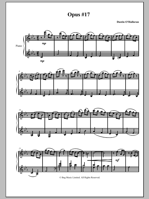 Download Dustin O'Halloran Opus 17 Sheet Music and learn how to play Piano PDF digital score in minutes
