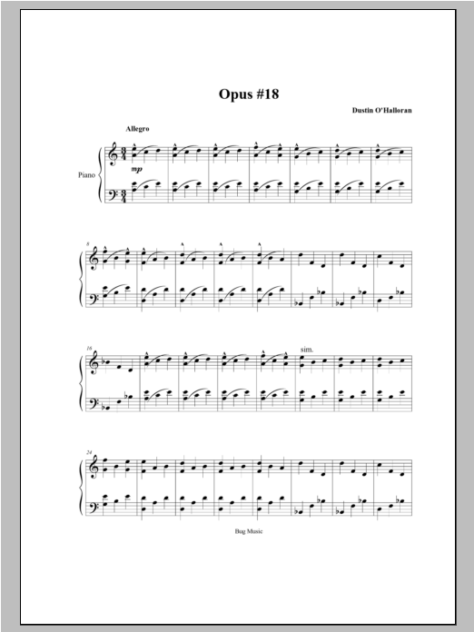 Download Dustin O'Halloran Opus 18 Sheet Music and learn how to play Piano PDF digital score in minutes