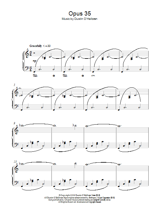 Download Dustin O'Halloran Opus 35 Sheet Music and learn how to play Piano PDF digital score in minutes