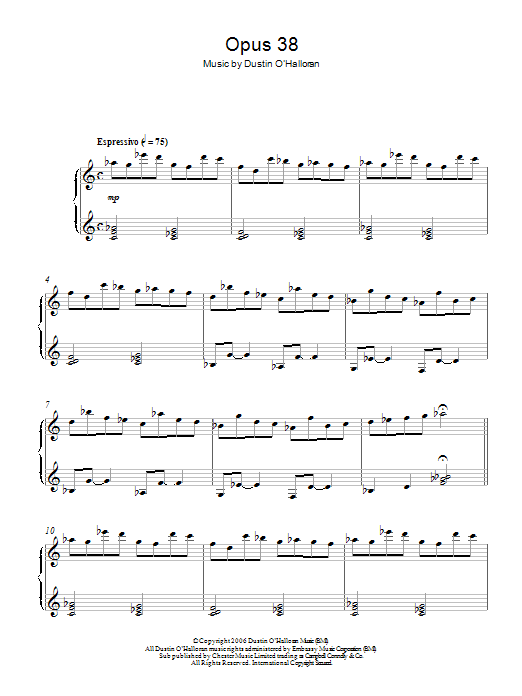 Download Dustin O'Halloran Opus 38 Sheet Music and learn how to play Piano PDF digital score in minutes