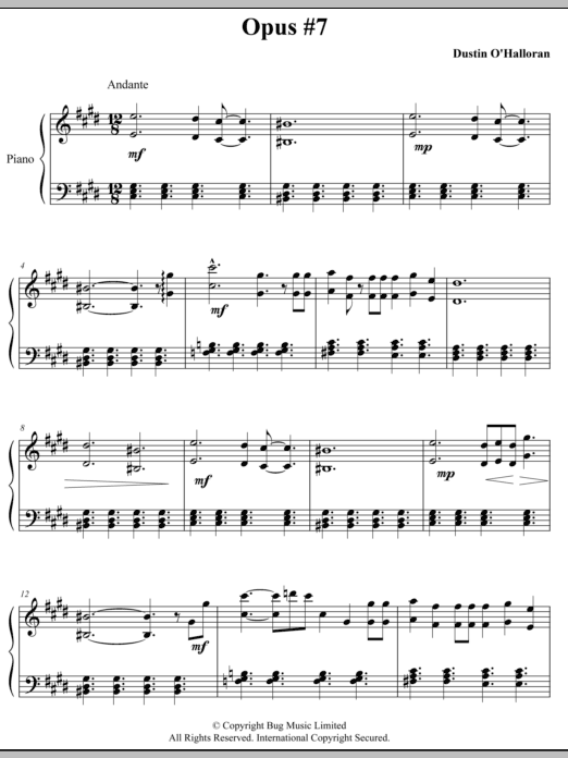 Download Dustin O'Halloran Opus 7 Sheet Music and learn how to play Piano PDF digital score in minutes