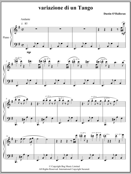 Download Dustin O'Halloran Variazione Di Un Tango Sheet Music and learn how to play Piano PDF digital score in minutes