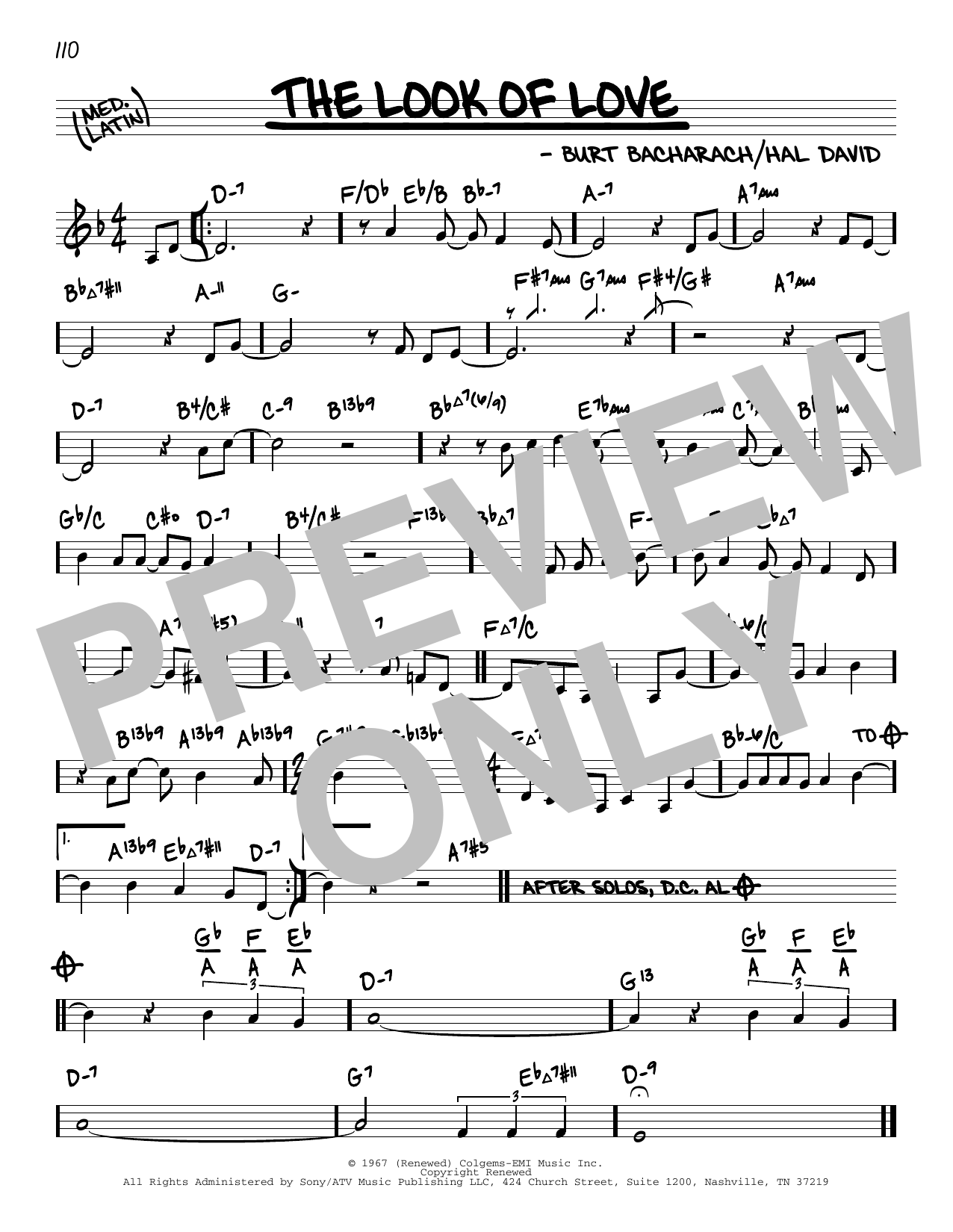 Download Dusty Springfield The Look Of Love (arr. David Hazeltine) Sheet Music and learn how to play Real Book – Enhanced Chords PDF digital score in minutes