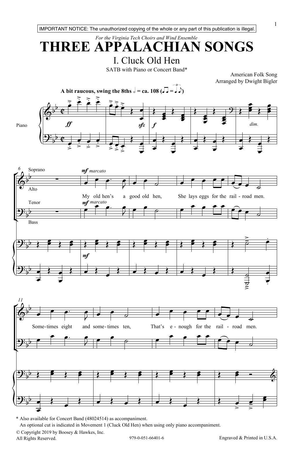 Download Dwight Bigler Three Appalachian Songs Sheet Music and learn how to play SATB Choir PDF digital score in minutes