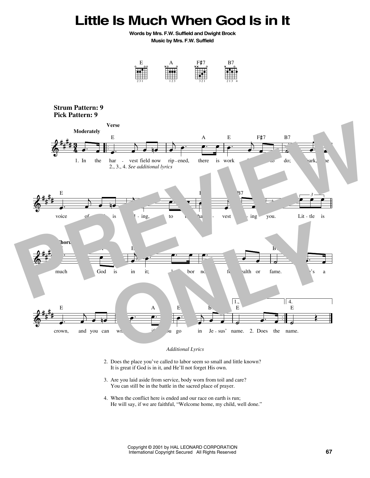 Download Dwight Brock Little Is Much When God Is In It Sheet Music and learn how to play Easy Guitar PDF digital score in minutes