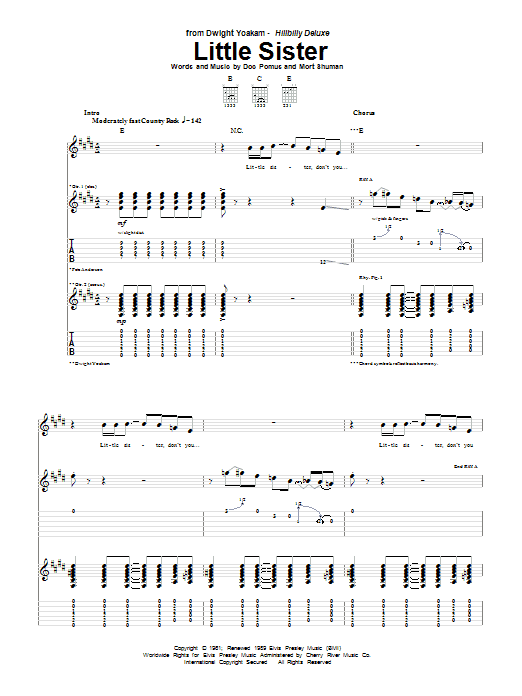 Download Dwight Yoakam Little Sister Sheet Music and learn how to play Guitar Tab PDF digital score in minutes