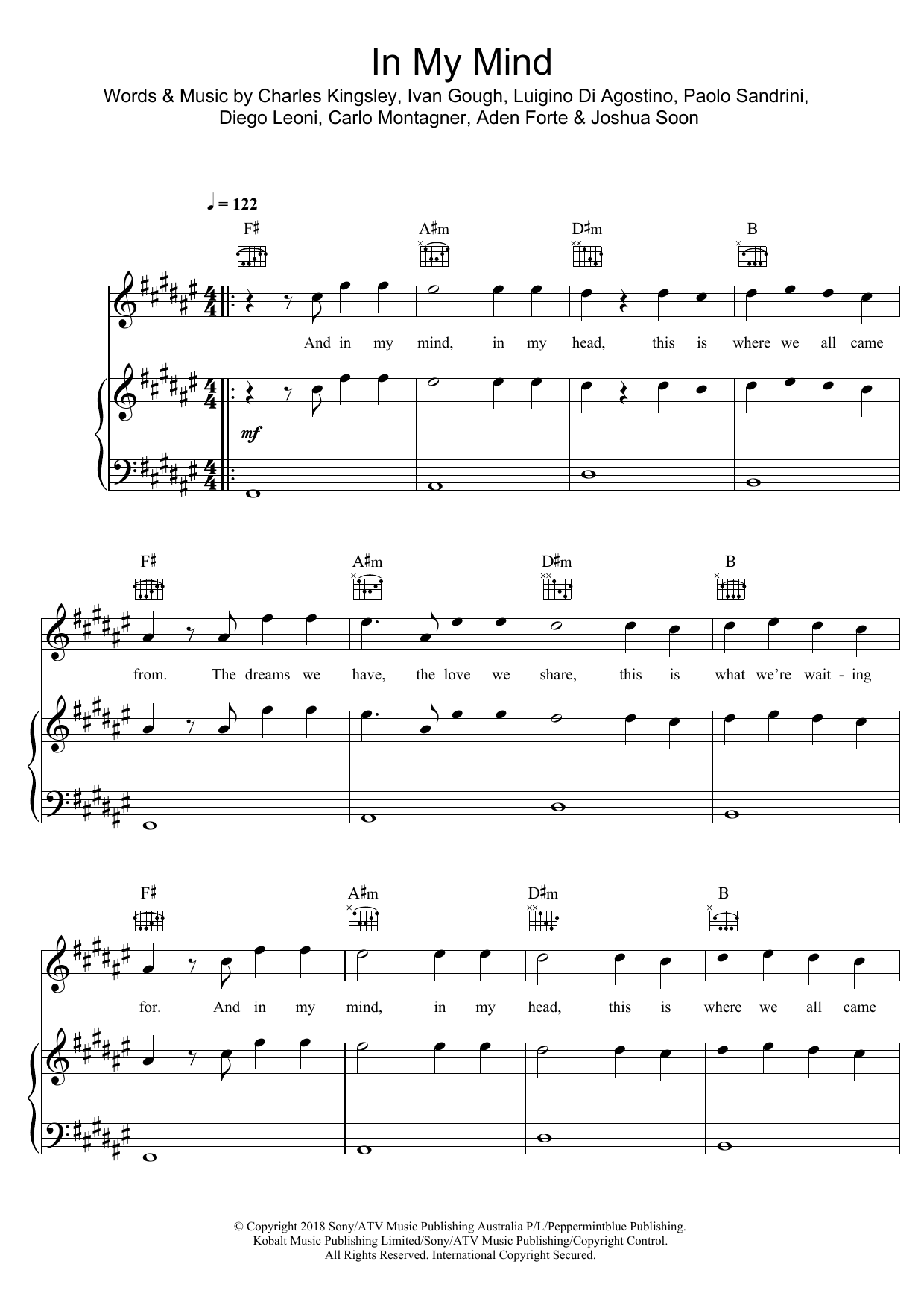 Download Dynoro In My Mind Sheet Music and learn how to play Piano, Vocal & Guitar PDF digital score in minutes