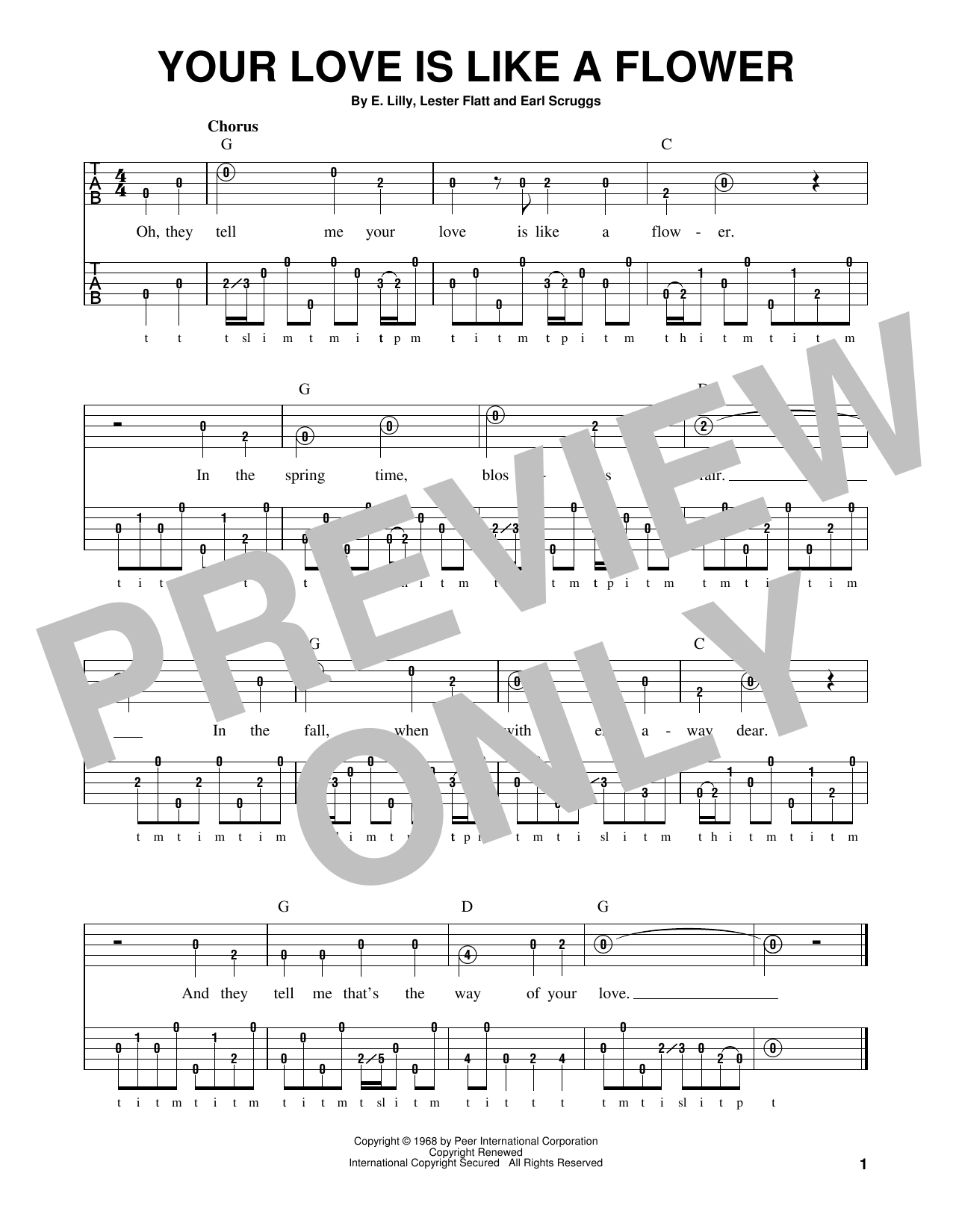 Download E. Lilly Your Love Is Like A Flower Sheet Music and learn how to play Banjo PDF digital score in minutes