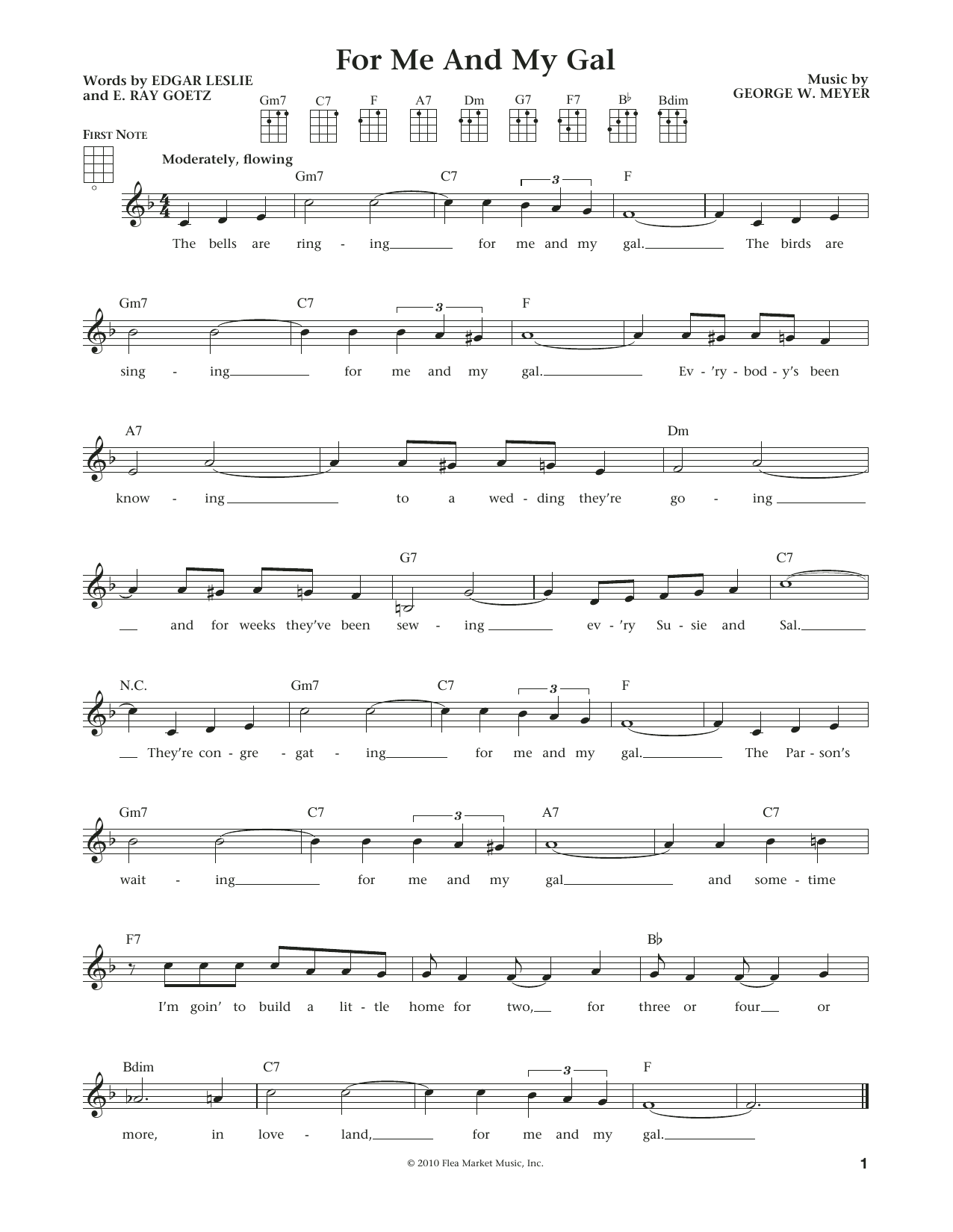 Download E. Ray Goetz For Me And My Gal Sheet Music and learn how to play Ukulele PDF digital score in minutes