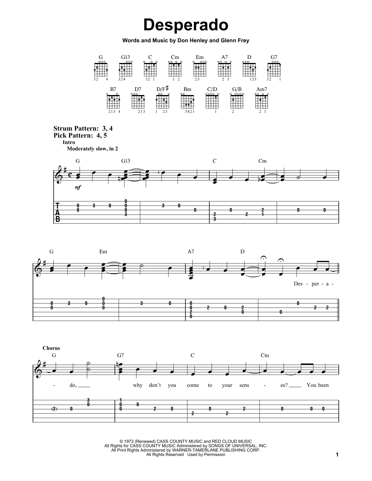 Download Eagles Desperado Sheet Music and learn how to play French Horn Solo PDF digital score in minutes