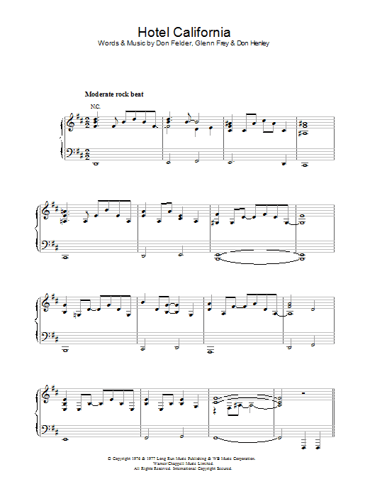 Download Eagles Hotel California Sheet Music and learn how to play Trumpet PDF digital score in minutes