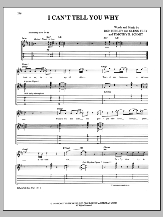 Download Eagles I Can't Tell You Why Sheet Music and learn how to play Lyrics & Chords PDF digital score in minutes