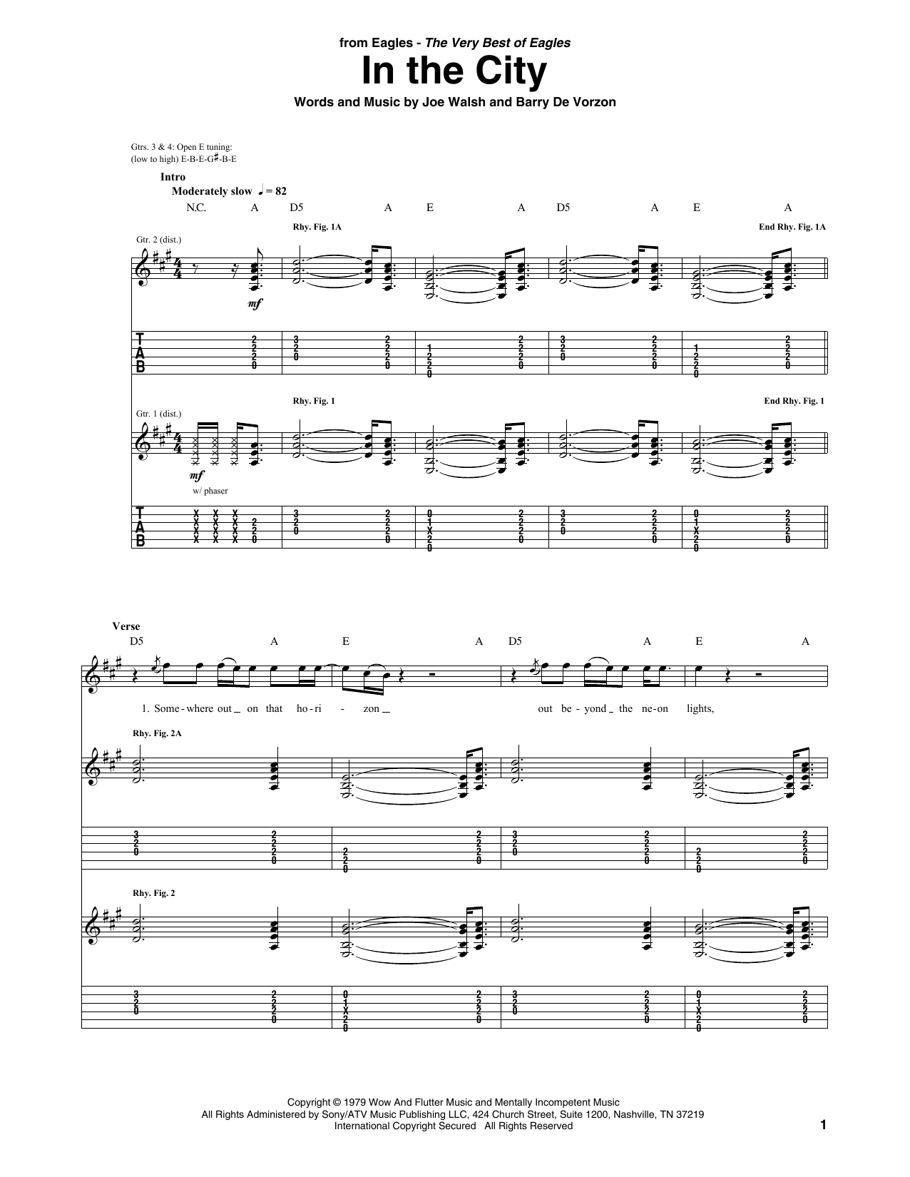 Download Eagles In The City Sheet Music and learn how to play Guitar Tab PDF digital score in minutes