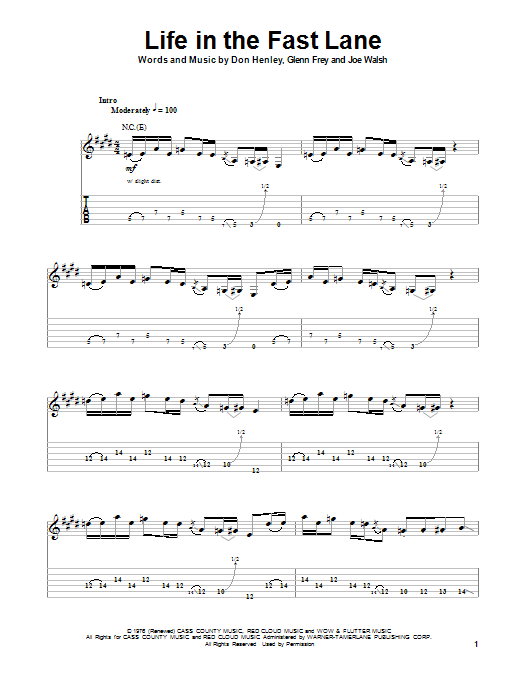 Download Eagles Life In The Fast Lane Sheet Music and learn how to play Drums Transcription PDF digital score in minutes