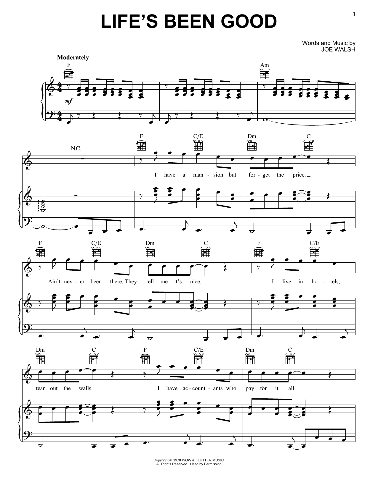 Download Eagles Life's Been Good Sheet Music and learn how to play Piano, Vocal & Guitar Chords (Right-Hand Melody) PDF digital score in minutes