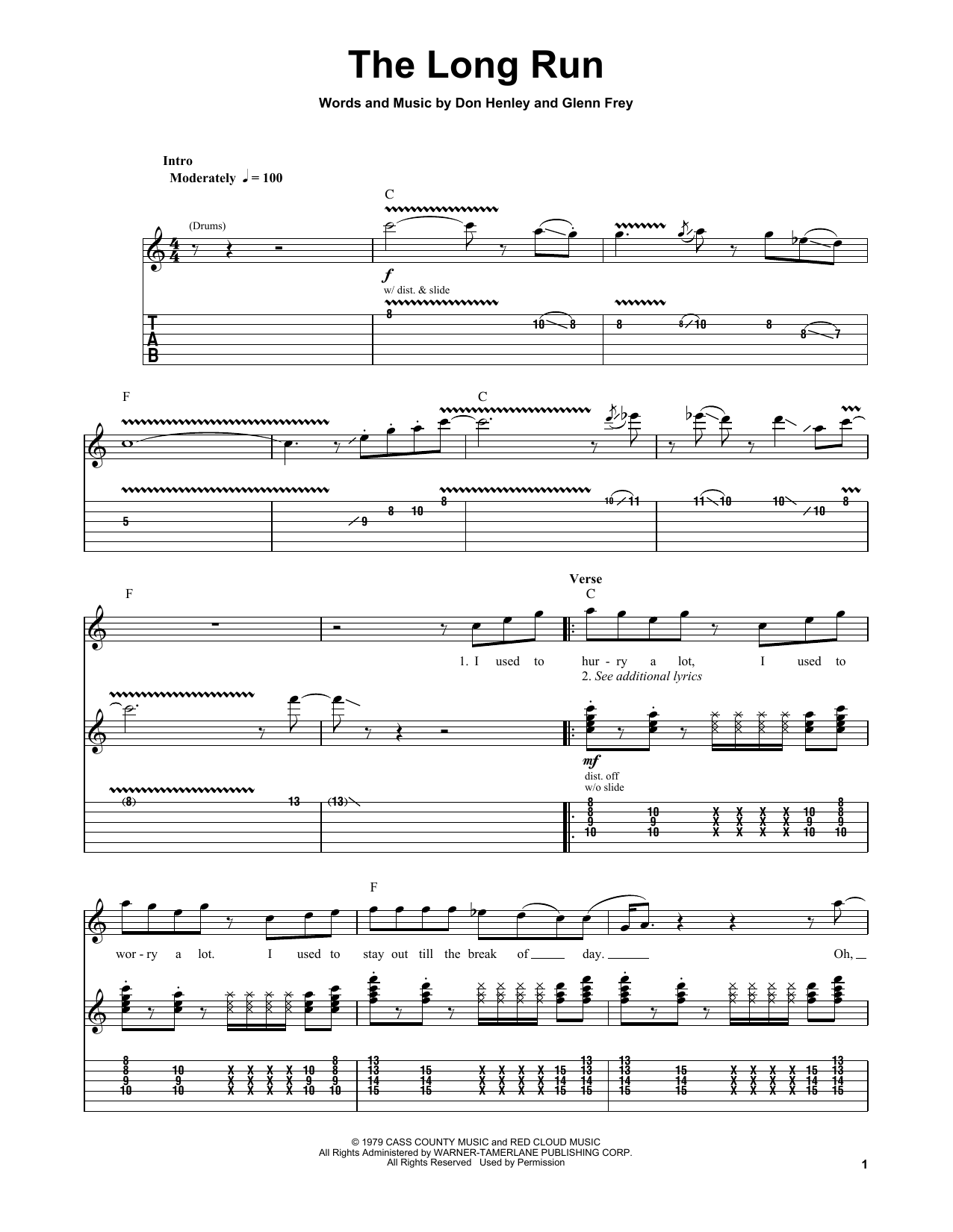 Download Eagles The Long Run Sheet Music and learn how to play Guitar Tab PDF digital score in minutes