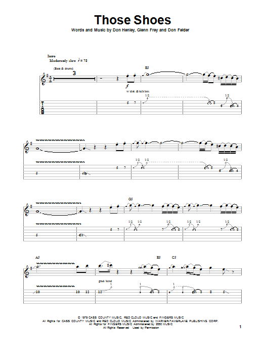 Download Eagles Those Shoes Sheet Music and learn how to play Guitar Tab PDF digital score in minutes