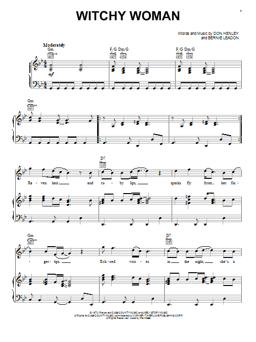 Download Eagles Witchy Woman Sheet Music and learn how to play Drums Transcription PDF digital score in minutes