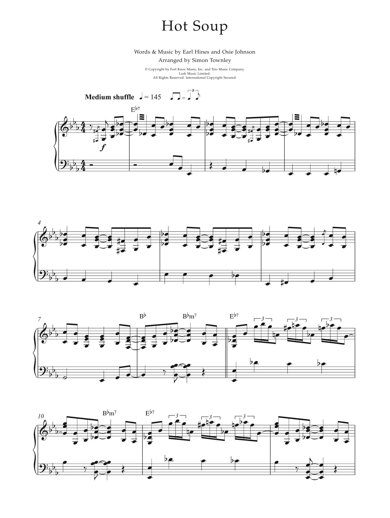 Download Earl Hines Hot Soup Sheet Music and learn how to play Piano PDF digital score in minutes