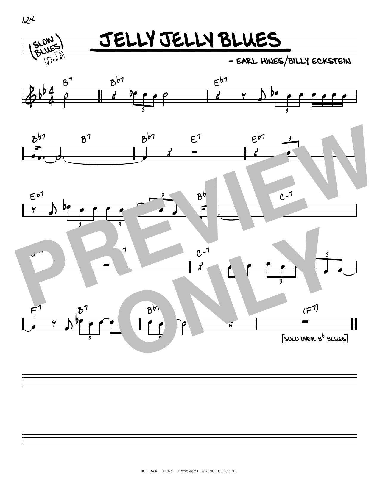 Download Earl Hines Jelly Jelly Blues Sheet Music and learn how to play Real Book – Melody & Chords PDF digital score in minutes