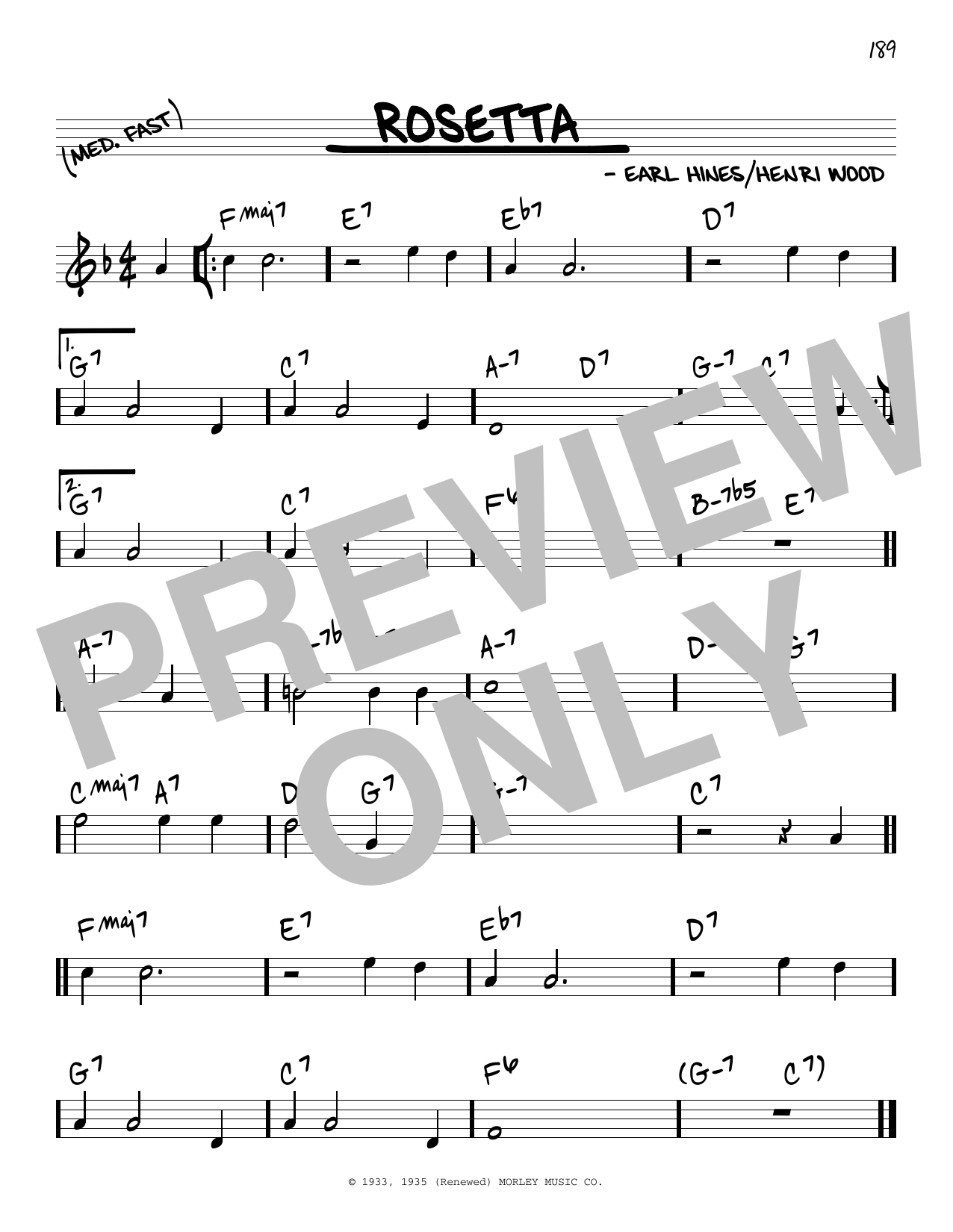 Download Earl Hines Rosetta Sheet Music and learn how to play Real Book – Melody, Lyrics & Chords PDF digital score in minutes