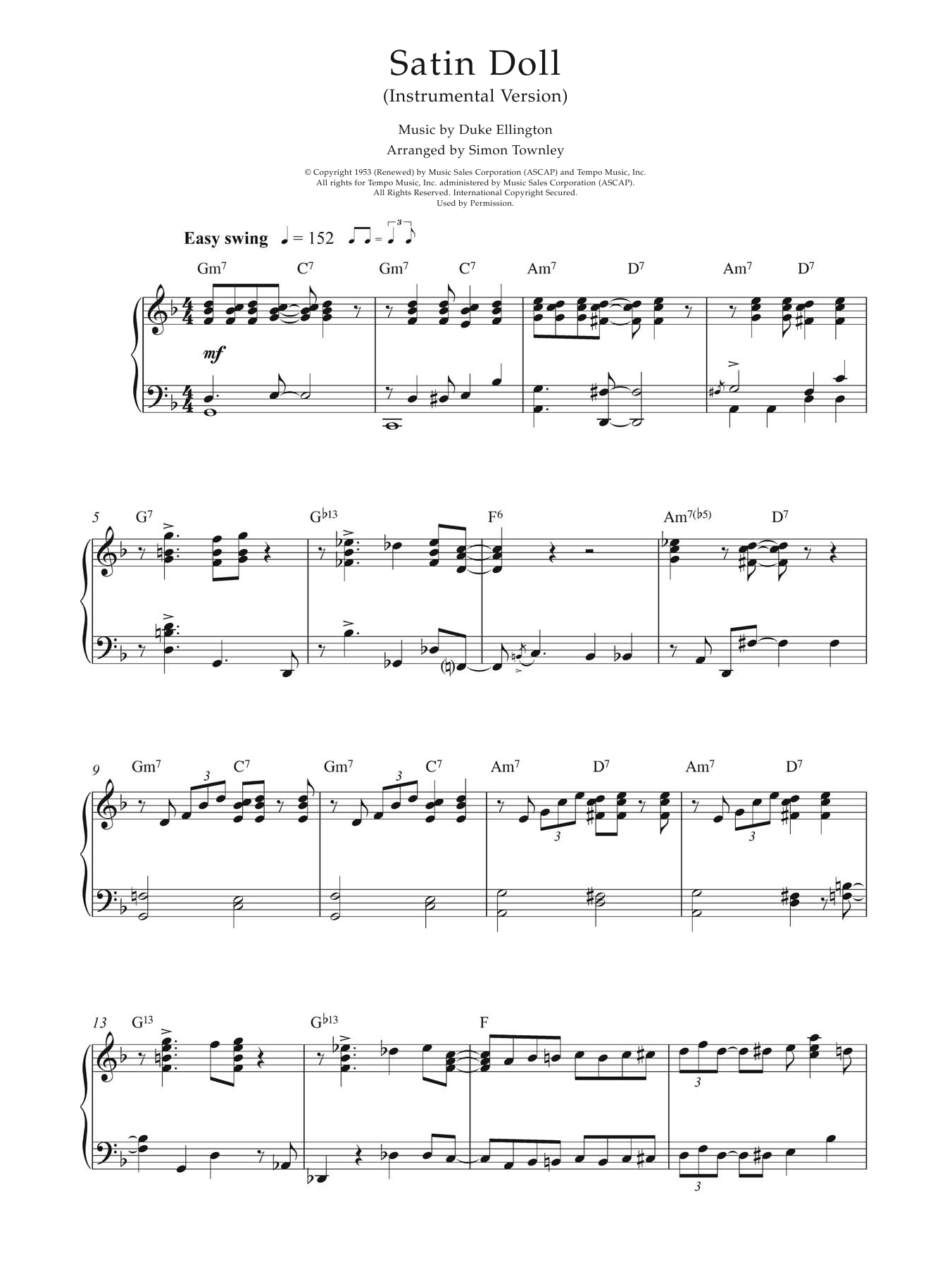 Download Earl Hines Satin Doll Sheet Music and learn how to play Piano PDF digital score in minutes