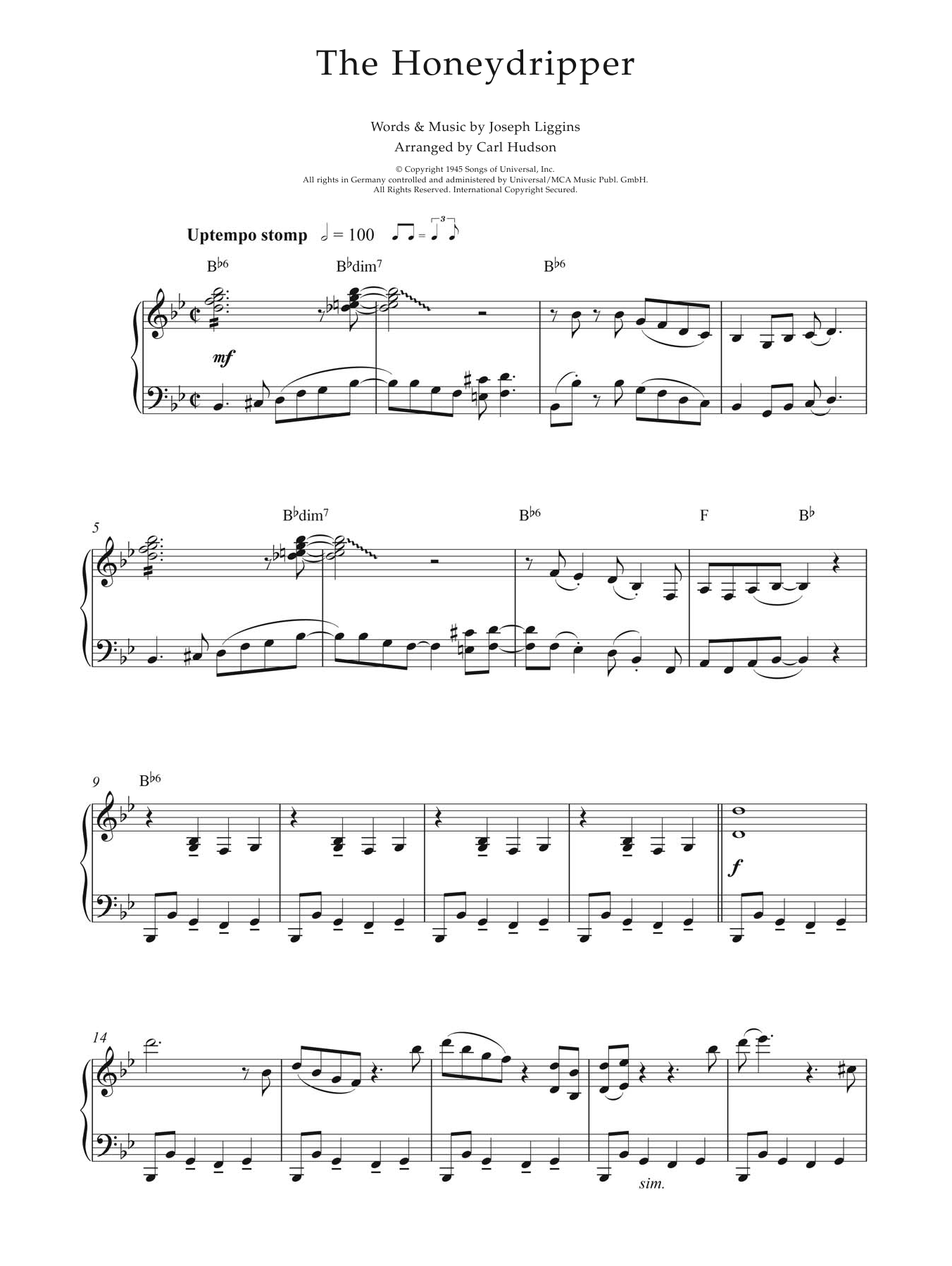 Download Earl Hines The Honeydripper Sheet Music and learn how to play Piano PDF digital score in minutes