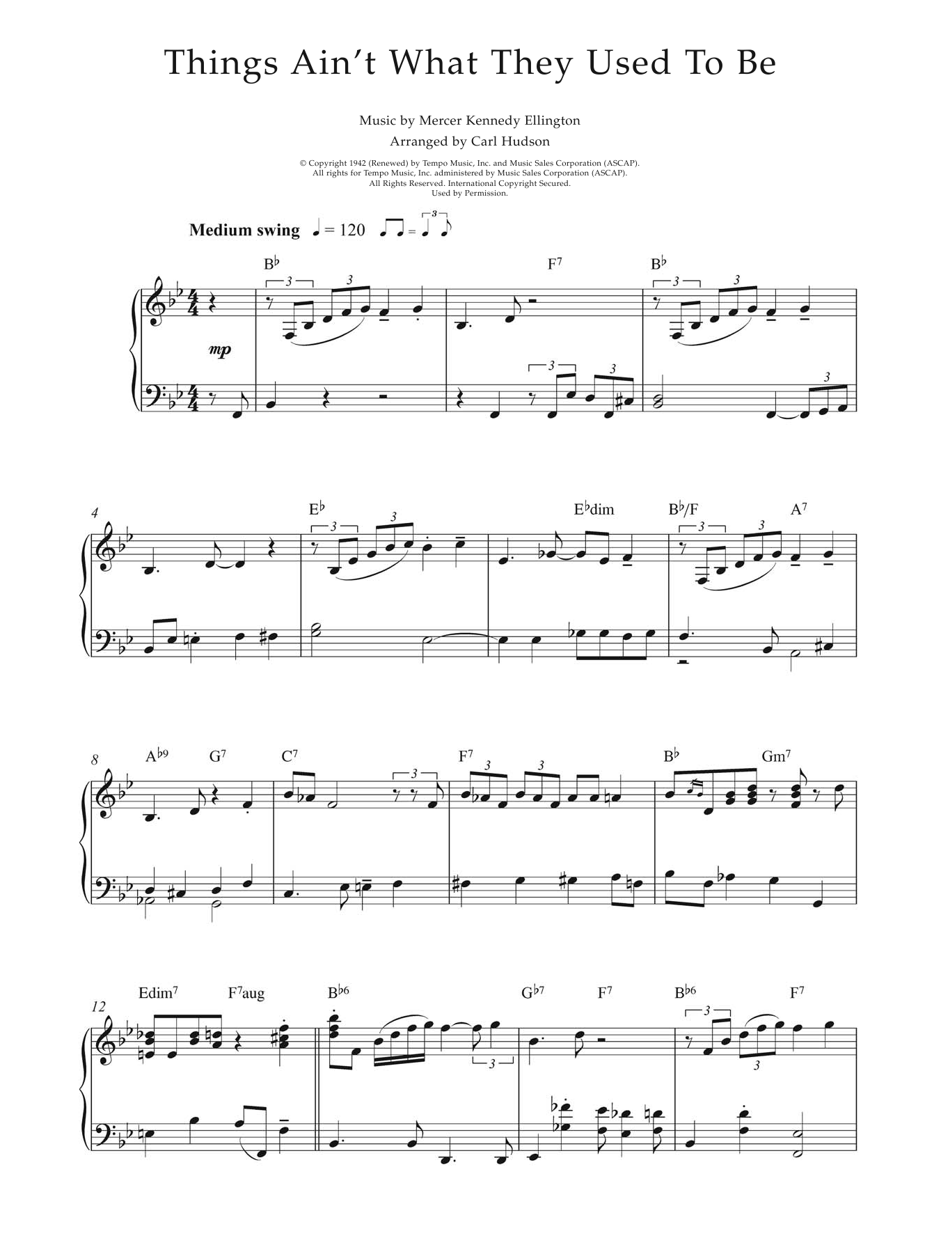 Download Earl Hines Things Ain't What They Used To Be Sheet Music and learn how to play Piano PDF digital score in minutes