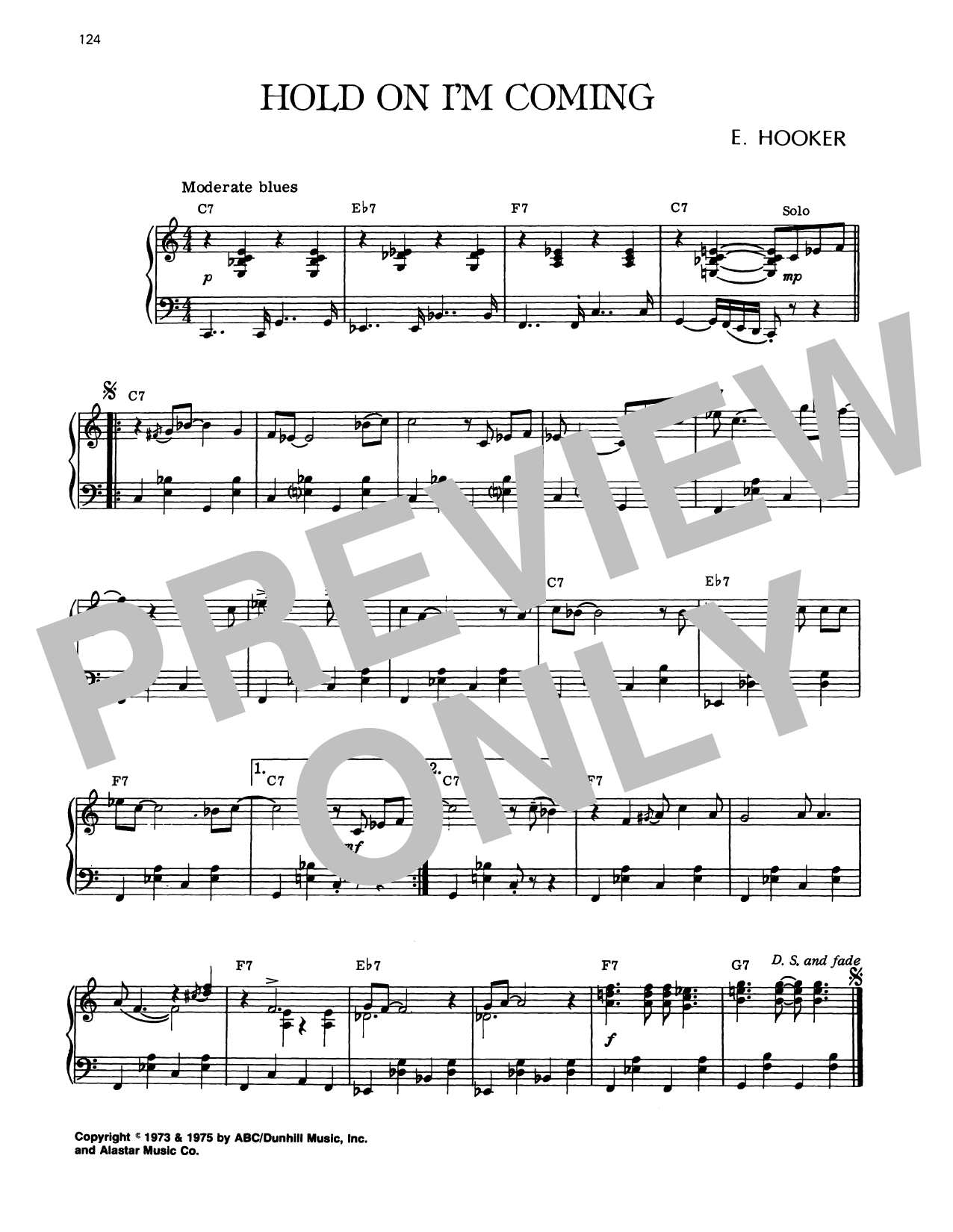 Download Earl Hooker Hold On I'm Comin' Sheet Music and learn how to play Piano Solo PDF digital score in minutes