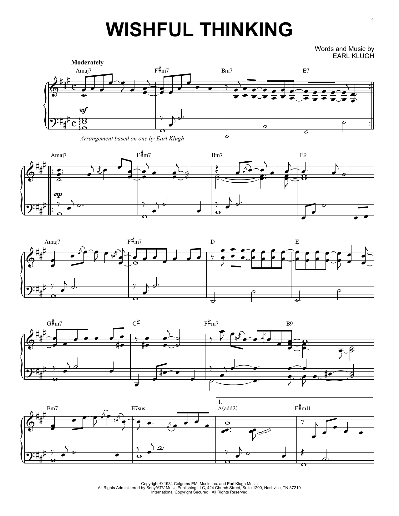 Download Earl Klugh Wishful Thinking Sheet Music and learn how to play Piano PDF digital score in minutes