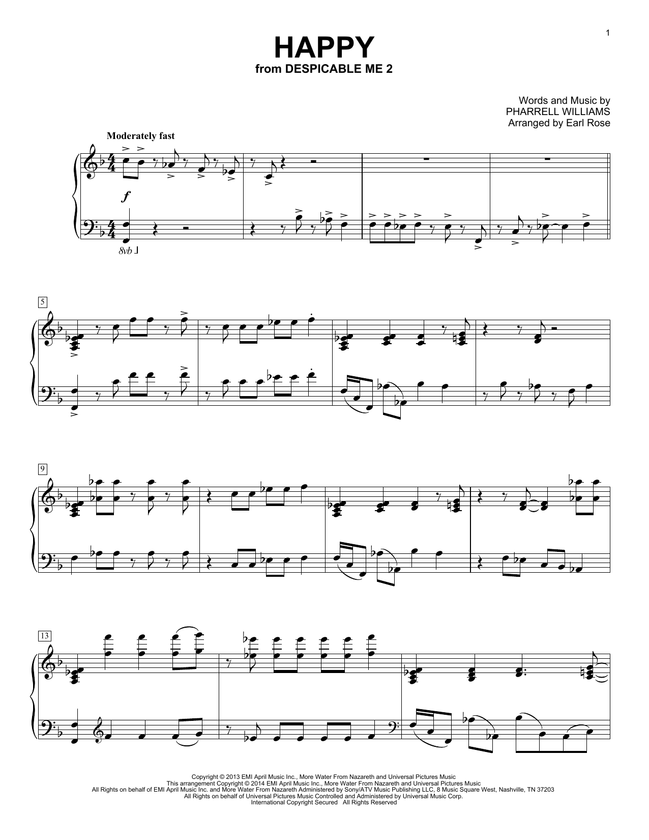 Download Pharrell Williams Happy Sheet Music and learn how to play Piano PDF digital score in minutes