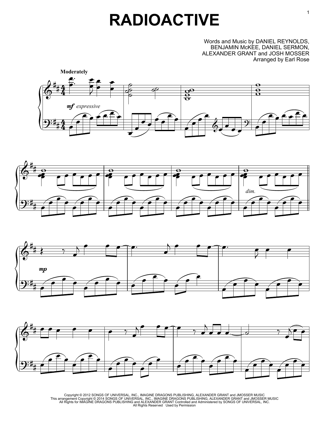 Download Imagine Dragons Radioactive Sheet Music and learn how to play Piano PDF digital score in minutes