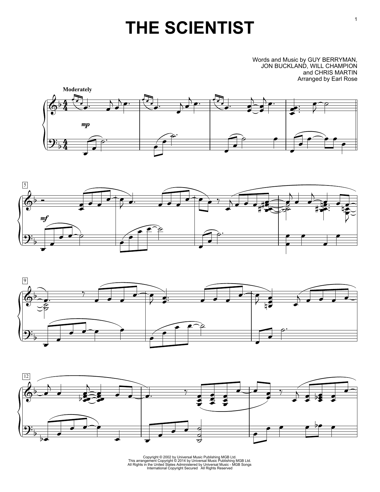 Download Coldplay The Scientist Sheet Music and learn how to play Piano PDF digital score in minutes