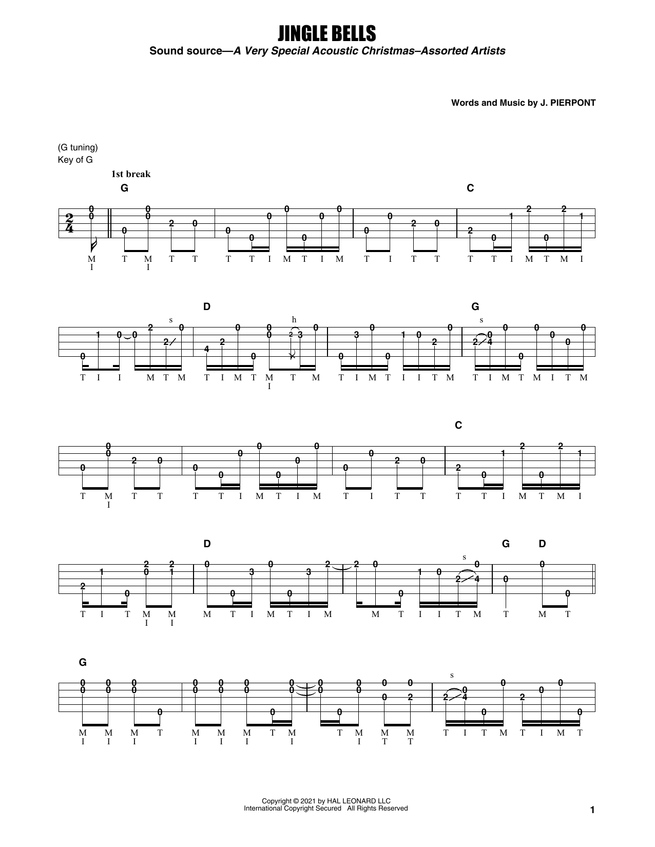 Download Earl Scruggs Jingle Bells Sheet Music and learn how to play Banjo Tab PDF digital score in minutes