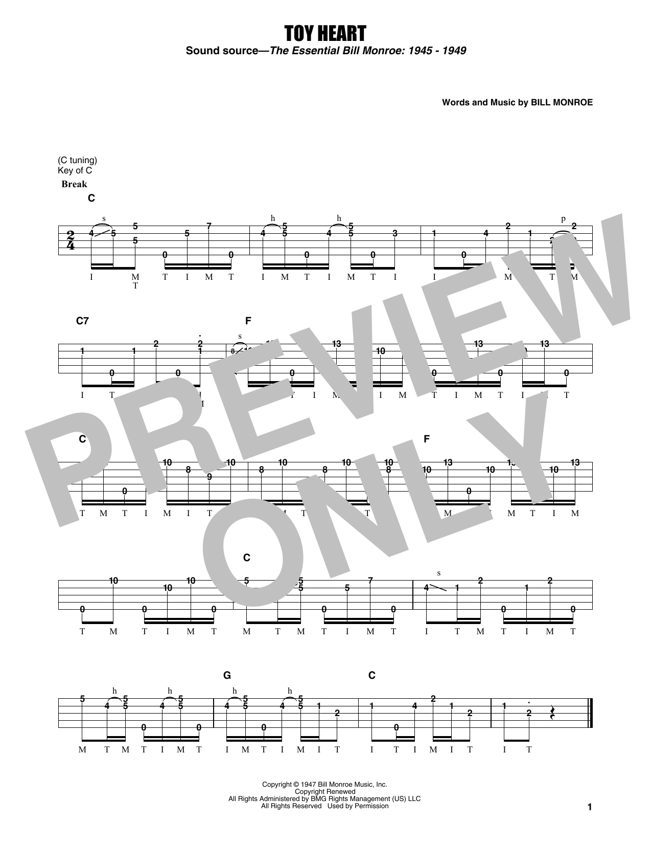 Download Earl Scruggs Toy Heart Sheet Music and learn how to play Banjo Tab PDF digital score in minutes