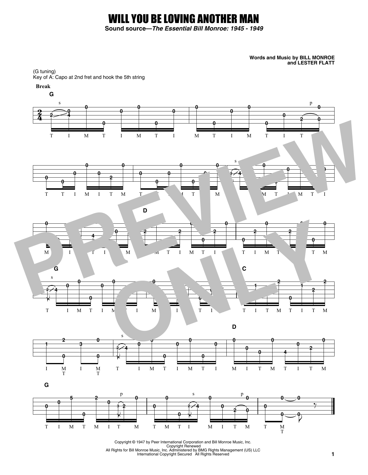 Download Earl Scruggs Will You Be Loving Another Man Sheet Music and learn how to play Banjo Tab PDF digital score in minutes