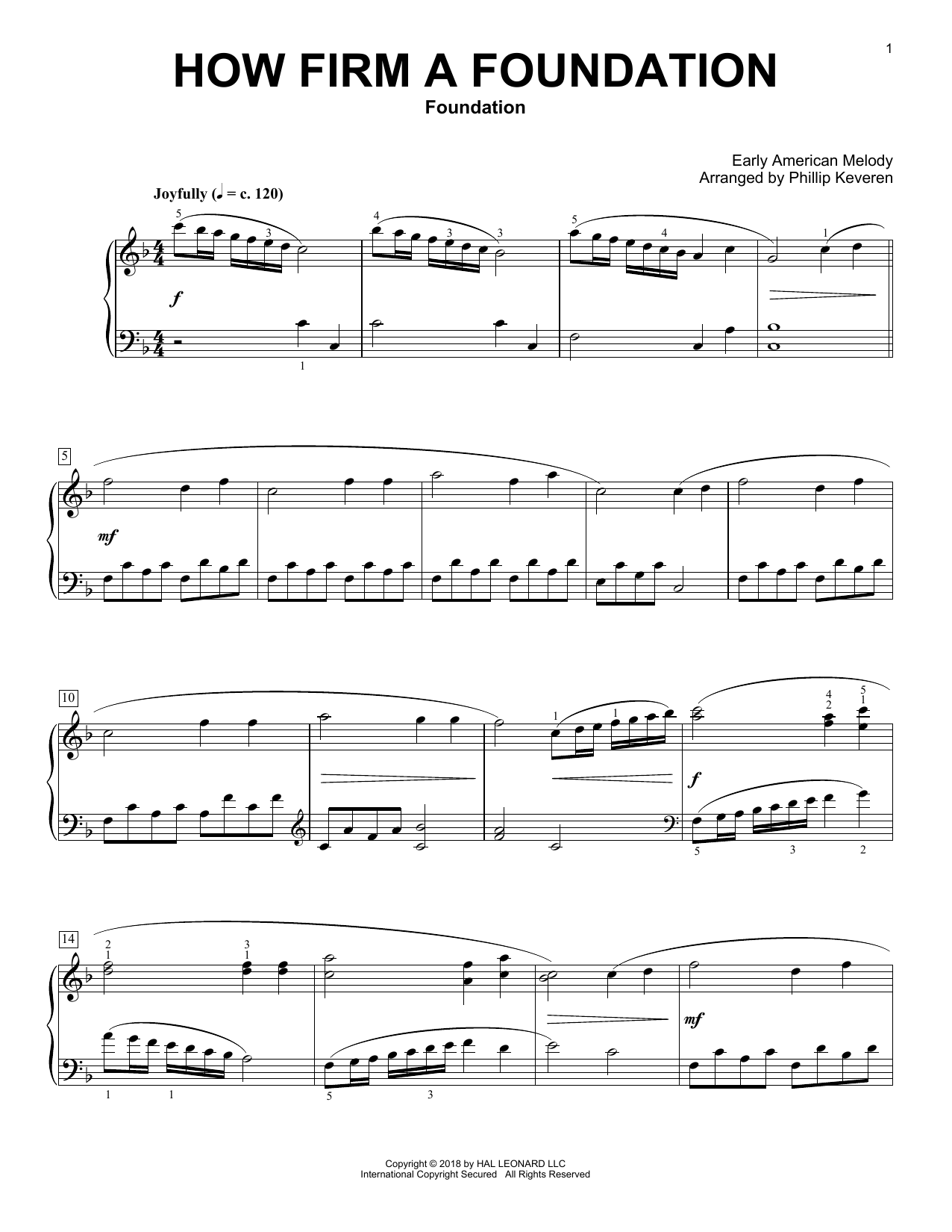 Download Early American Melody How Firm a Foundation [Classical version] (arr. Phillip Keveren) Sheet Music and learn how to play Piano Solo PDF digital score in minutes