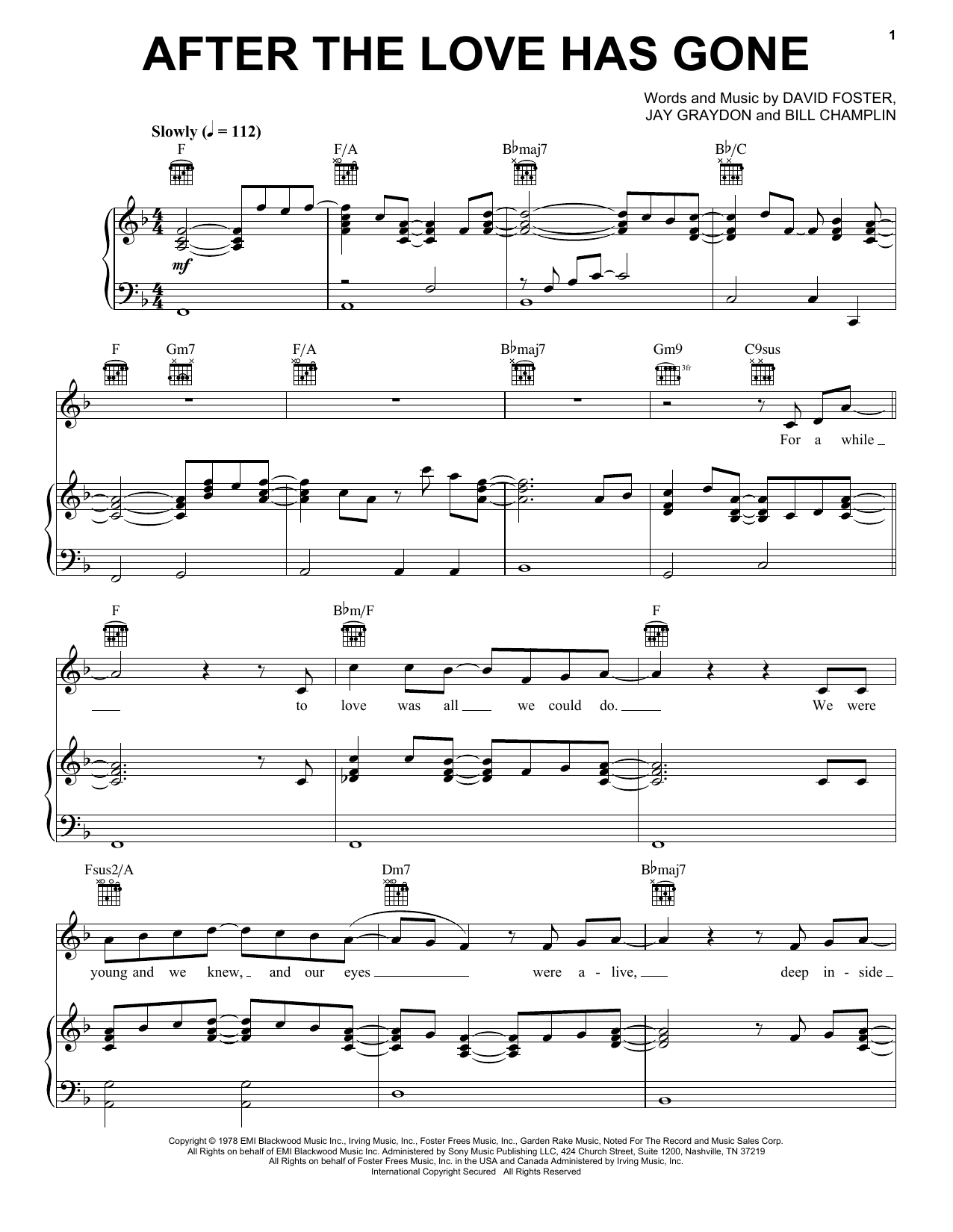Download Earth, Wind & Fire After The Love Has Gone Sheet Music and learn how to play Piano PDF digital score in minutes