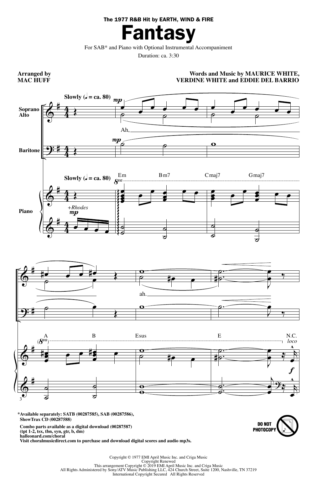 Download Earth, Wind & Fire Fantasy (arr. Mac Huff) Sheet Music and learn how to play SATB Choir PDF digital score in minutes