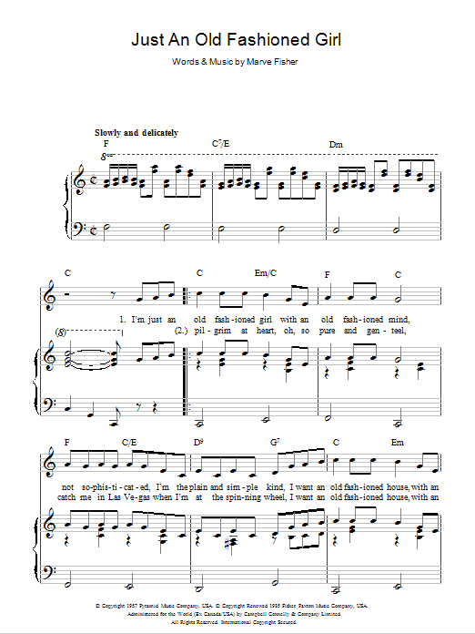 Download Eartha Kitt Just An Old Fashioned Girl Sheet Music and learn how to play Piano, Vocal & Guitar (Right-Hand Melody) PDF digital score in minutes