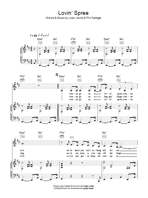 Download Eartha Kitt Lovin' Spree Sheet Music and learn how to play Piano, Vocal & Guitar PDF digital score in minutes