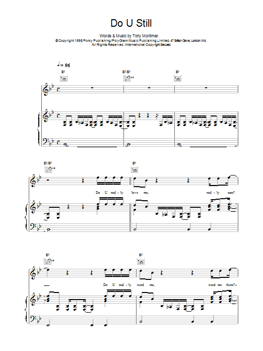 Download East 17 Do U Still Sheet Music and learn how to play Piano, Vocal & Guitar (Right-Hand Melody) PDF digital score in minutes